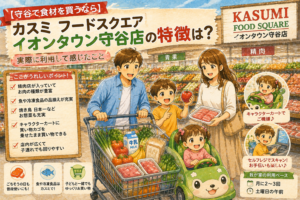 【2026年夏休み】TX沿線から行ける子連れおでかけスポット7選を紹介する記事のアイキャッチ。TX沿線の家族向けおでかけスポットをイラストでまとめた画像。