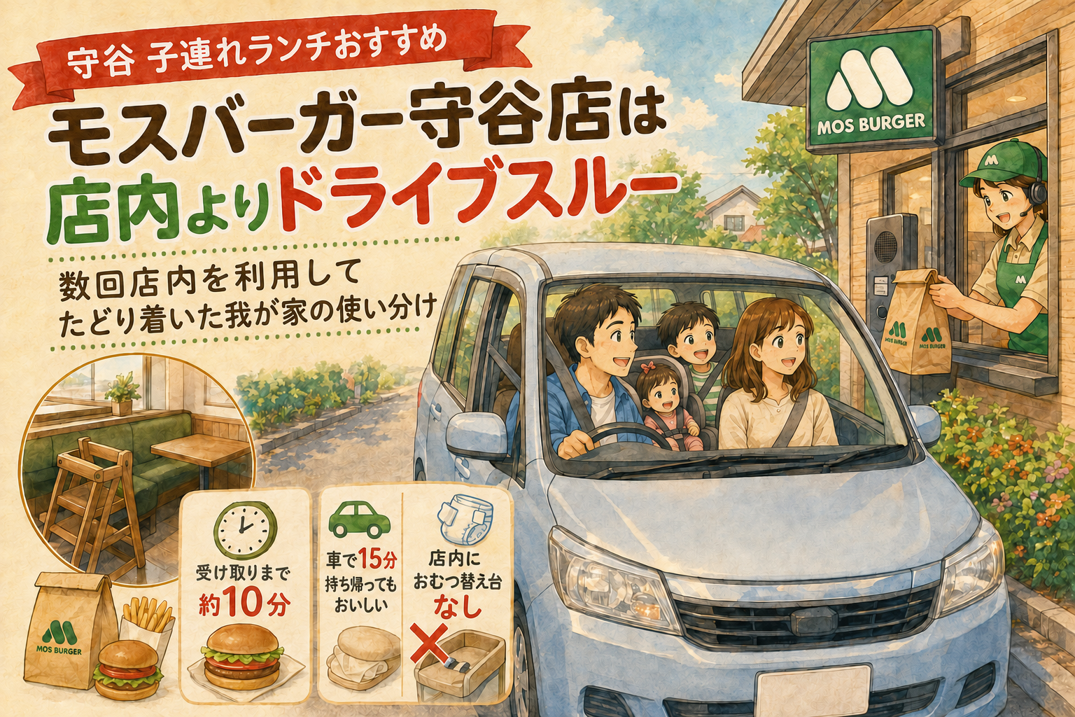 モスバーガー守谷店のドライブスルーを子連れで利用した体験レポート